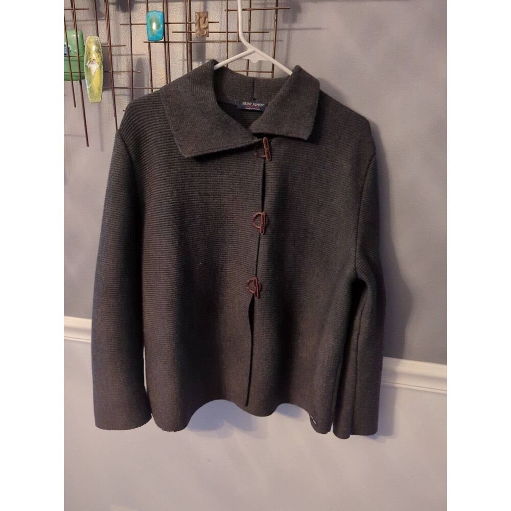 Saint James France 1889 Wool Gray Toggle Cardigan Sweater France